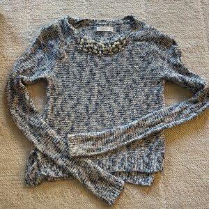 Abercrombie & Fitch blue Knit Sweater with Beaded Neckline